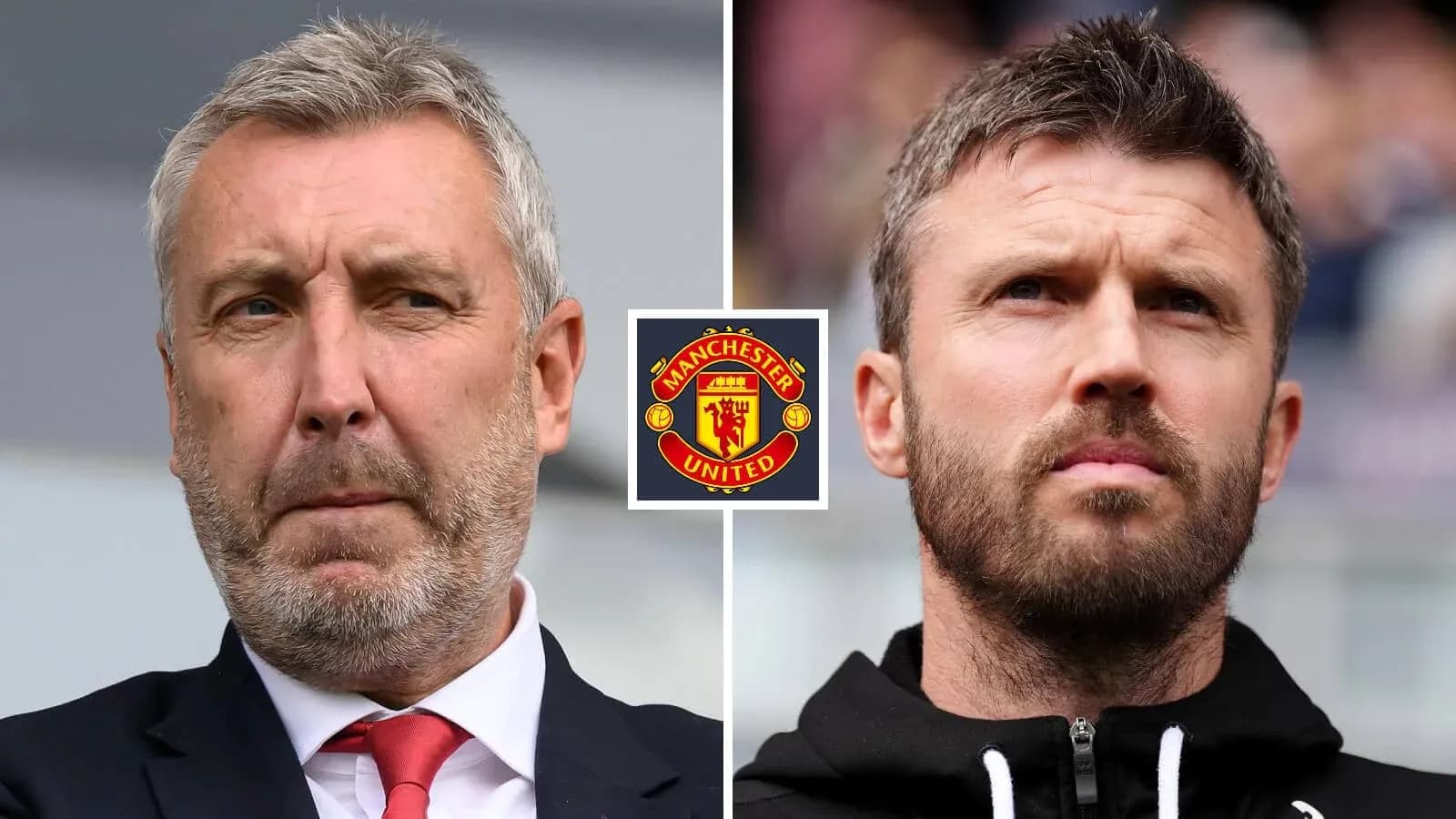 Two football managers with Manchester United logo