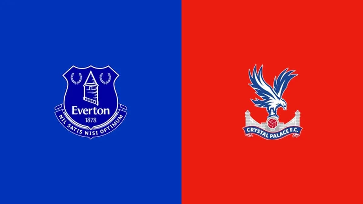 Logos of Everton and Crystal Palace on colored backgrounds