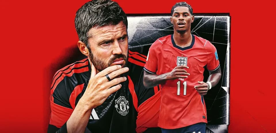 Coach and player in Manchester United and England jerseys