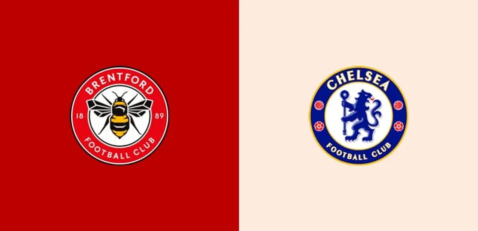 Logos of Brentford and Chelsea football clubs