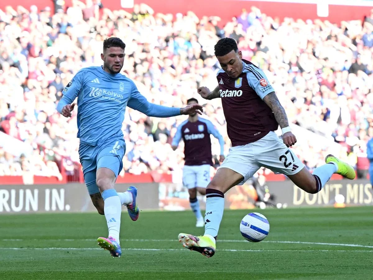 Player kicking ball during Nottingham Forest vs Aston Villa