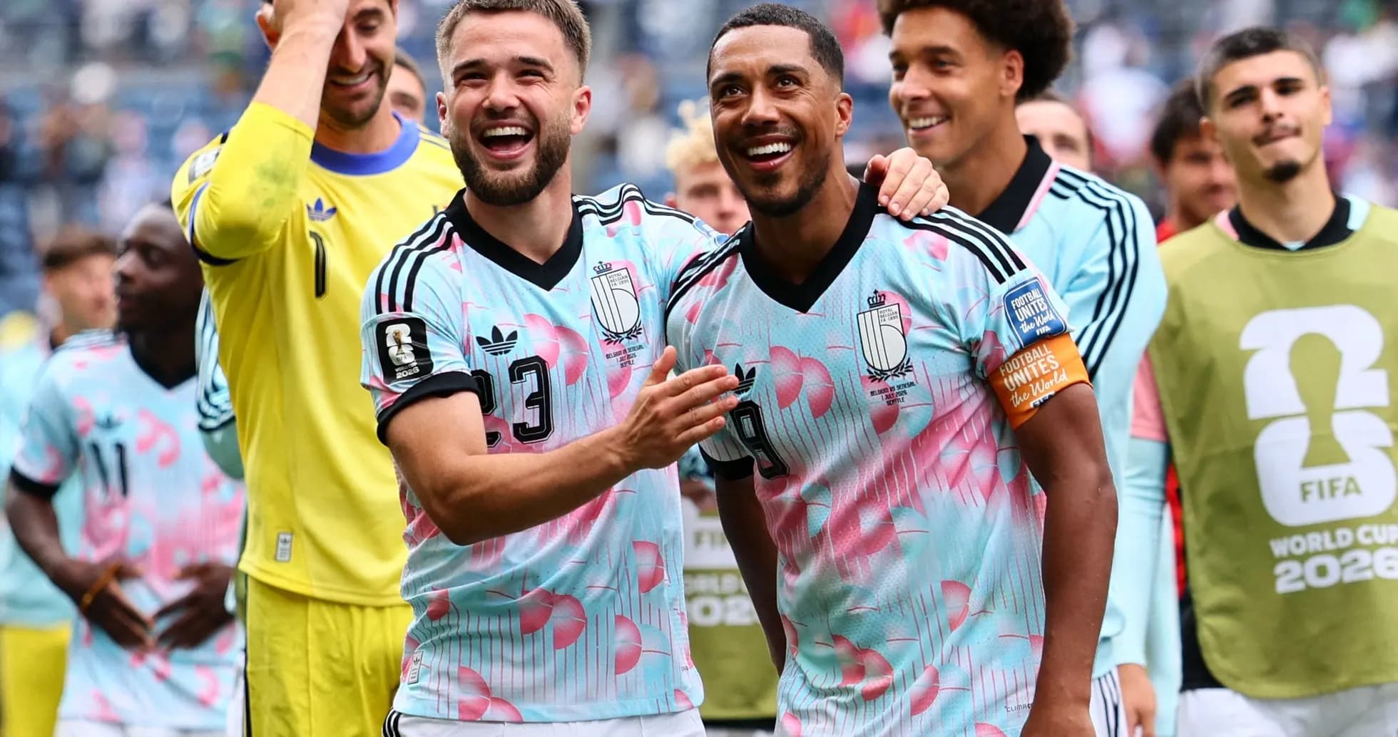 Belgium players celebrating after match