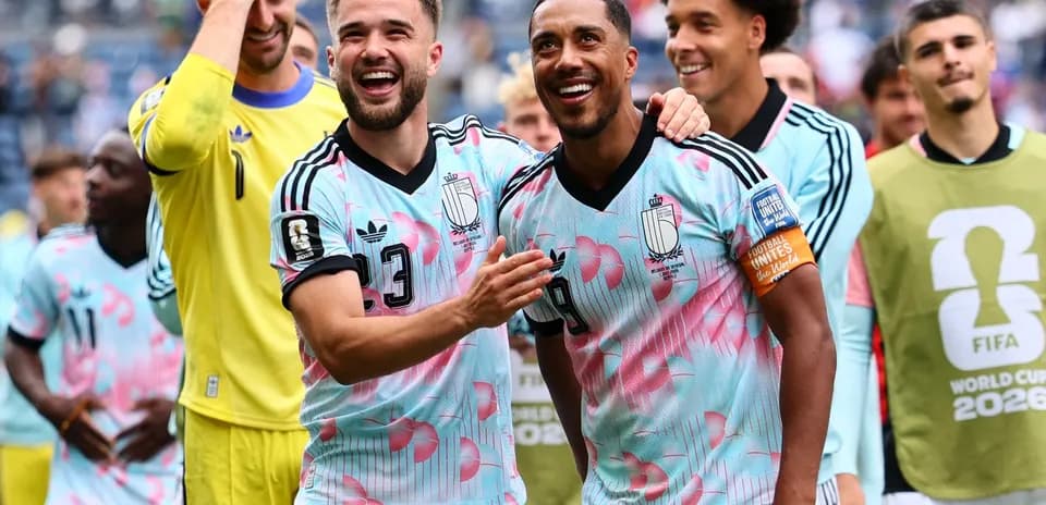 Belgium players celebrating after match