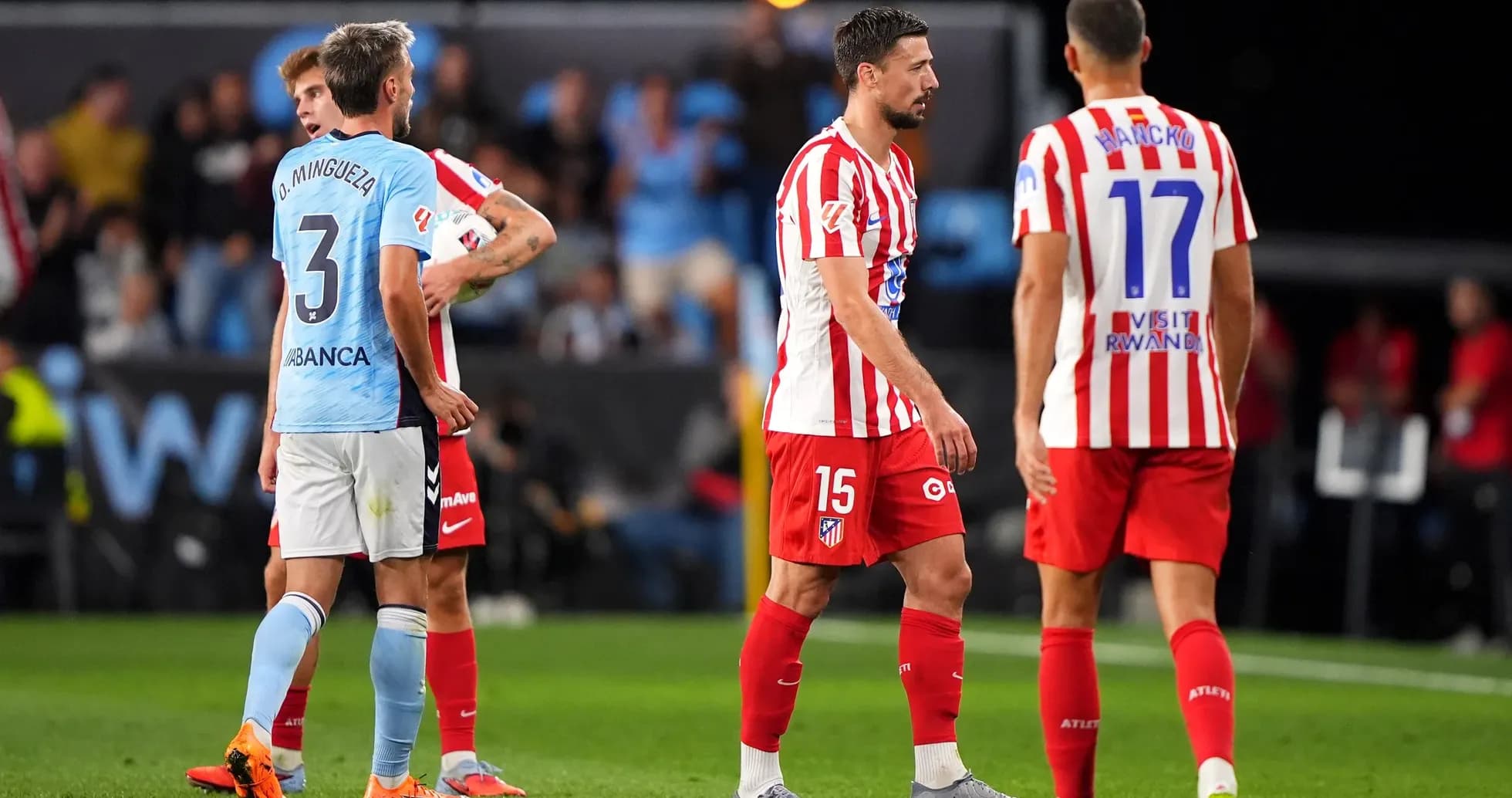 Players from Atletico Madrid and Celta Vigo during match