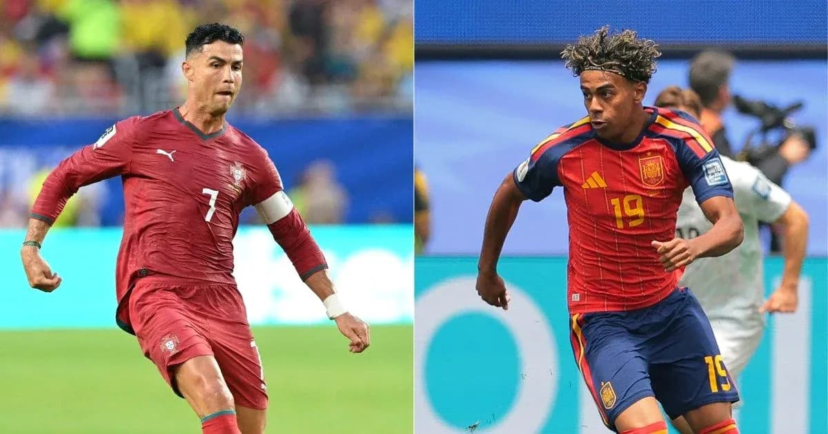 Cristiano Ronaldo and Spanish player during match