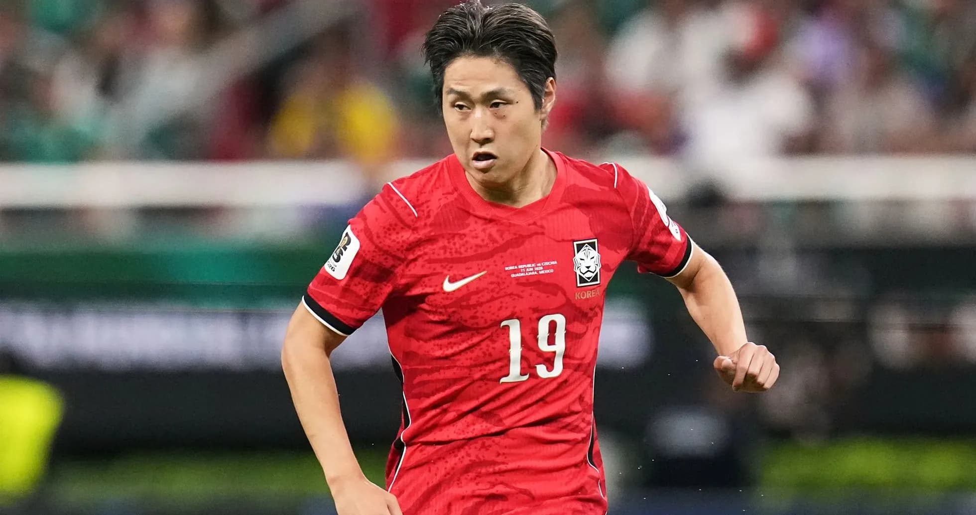 South Korea player running during match against Mexico