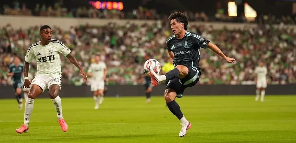Seattle Sounders player controlling the ball