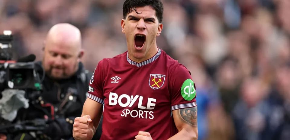 West Ham United player celebrating a goal passionately