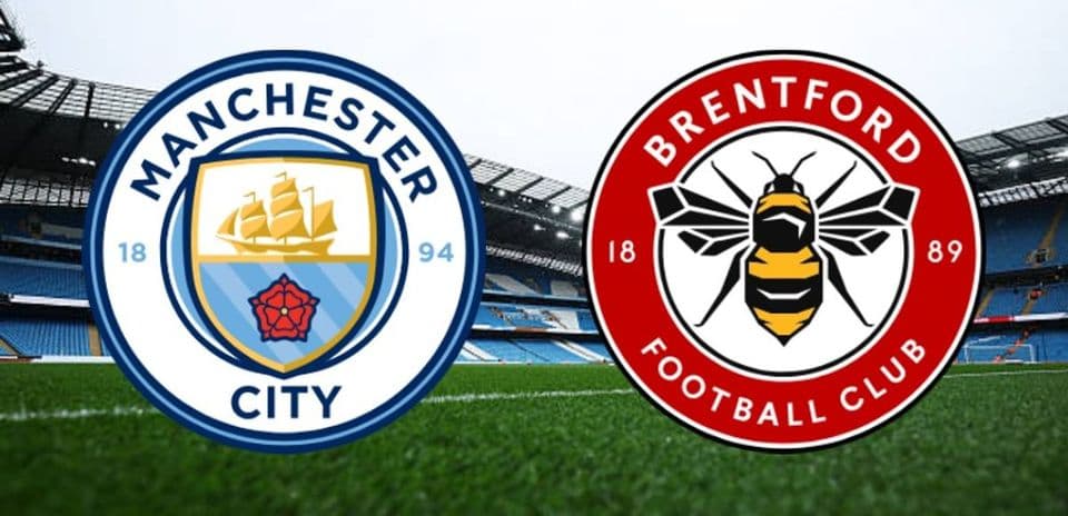 Logos of Manchester City and Brentford FC