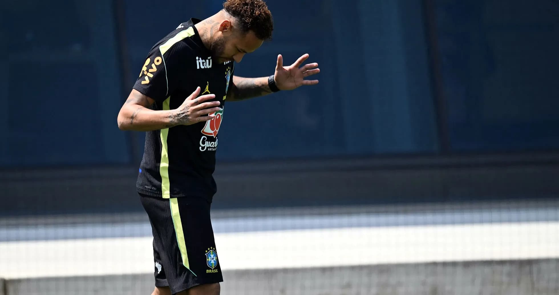 Player training with Brazil national team during session