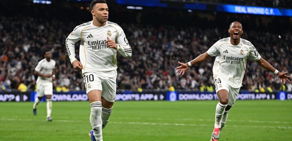 Mbappé celebrating goal for Real Madrid