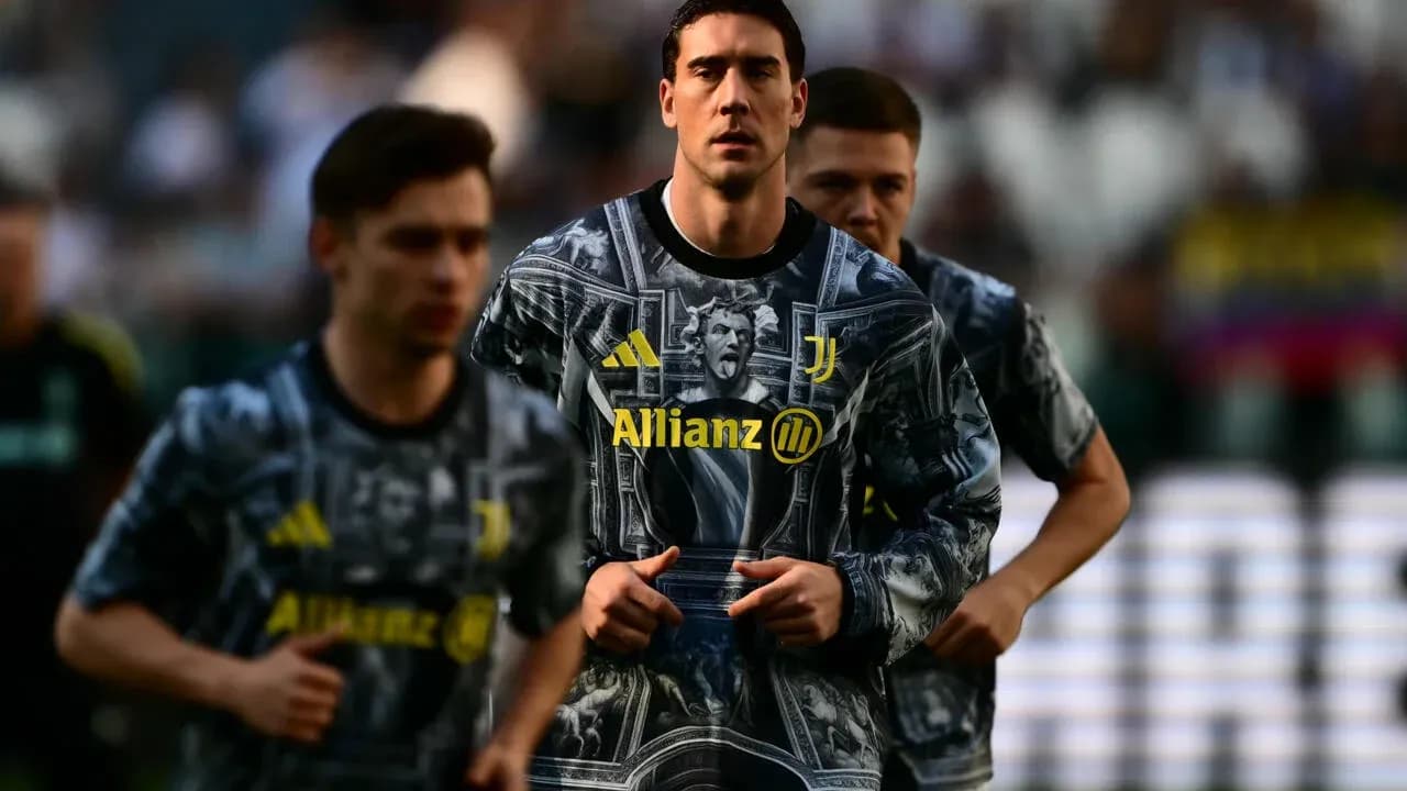 Juventus players warming up in unique training tops