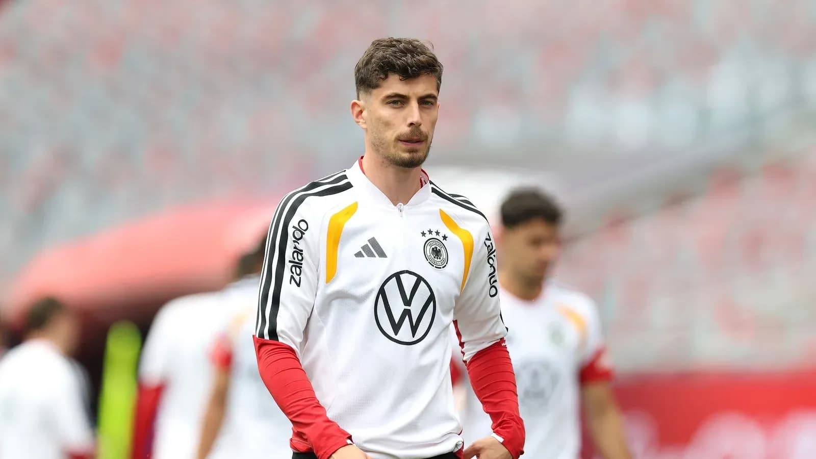Player in Germany training kit during practice session