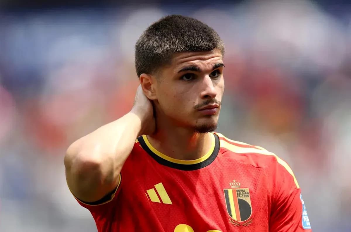 Player in Belgium jersey during match warm-up