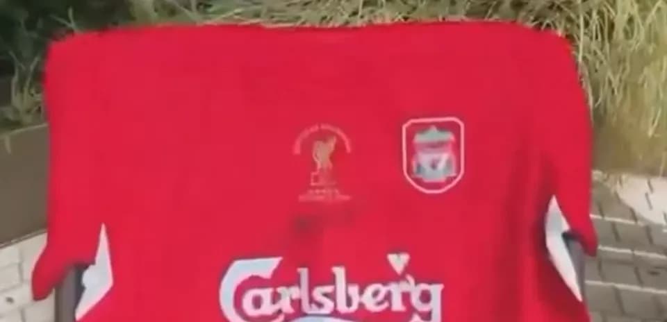 Liverpool FC jersey displayed outdoors