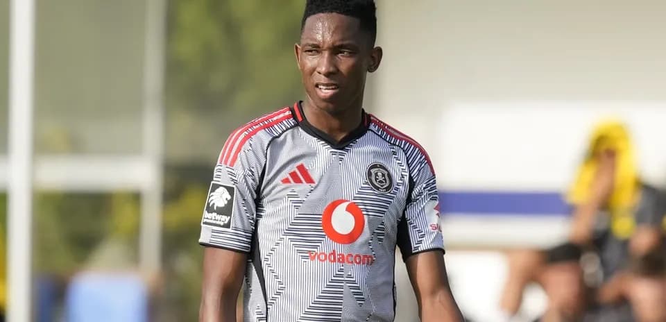 Player wearing Orlando Pirates kit during training session