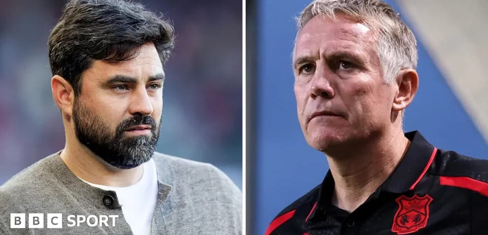 Two football managers in profile, one serious expression