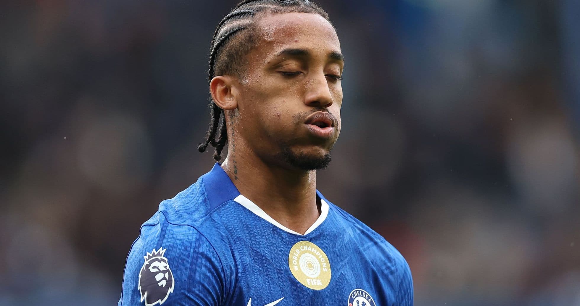 Player in Chelsea kit during match action