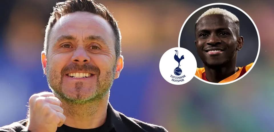Manager celebrating with Tottenham Hotspur logo and player
