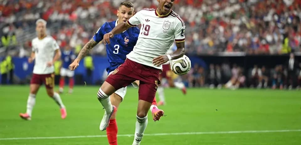 Player attempting to control the ball during match