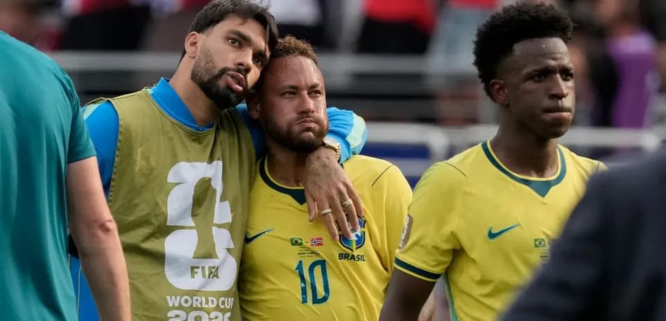 Brazil players reacting after World Cup match