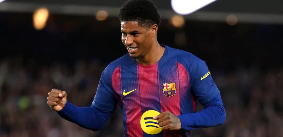 Player celebrating after scoring a goal for Barcelona