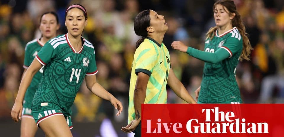 Players from Mexico and Australia during soccer match