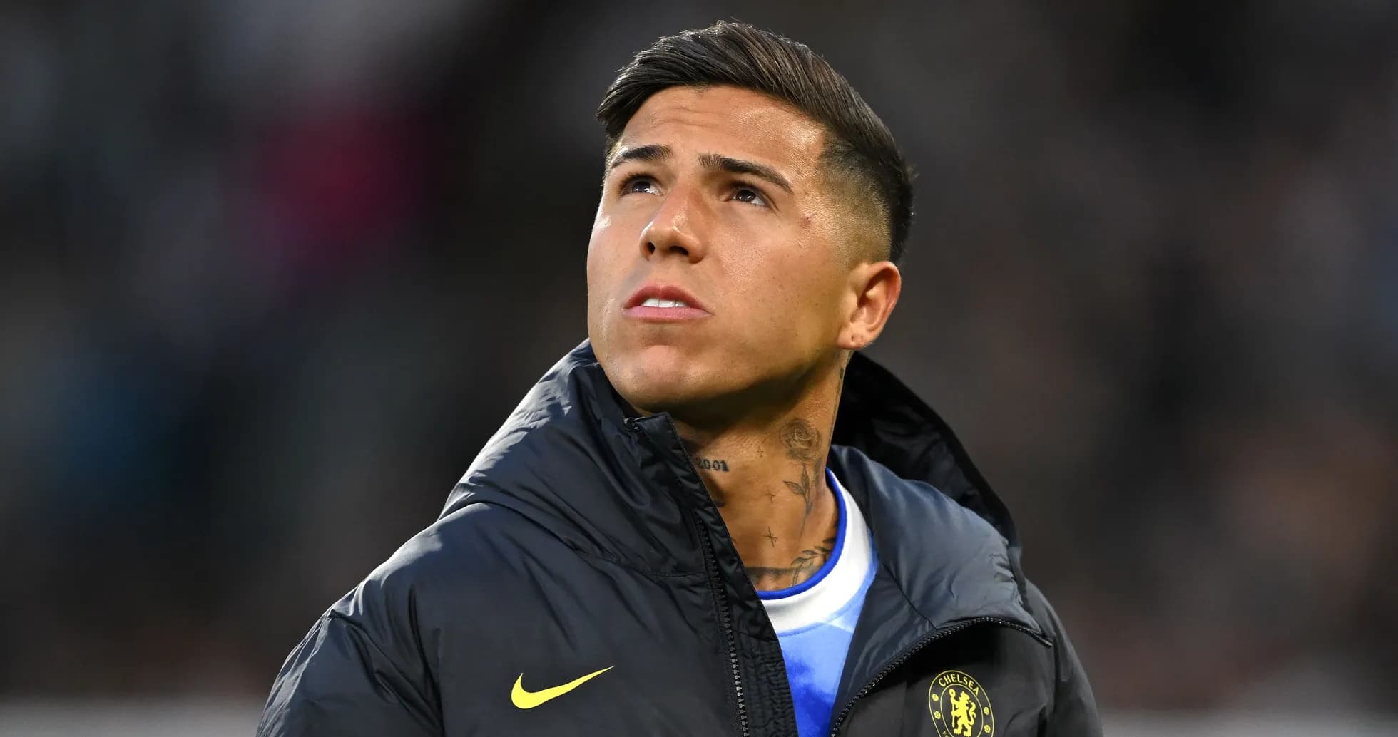 Player looking up during match warm-up