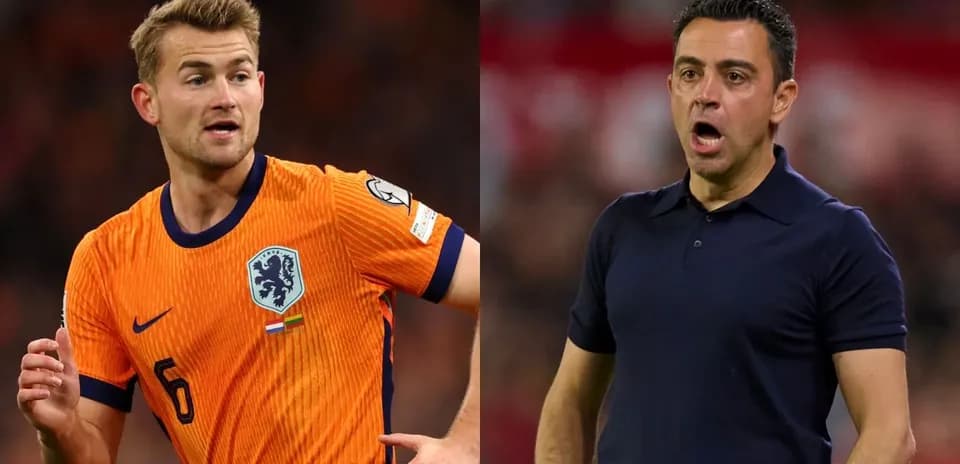 Matthijs de Ligt in Netherlands kit and Xavi coaching