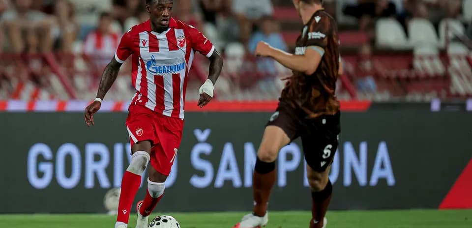 Player dribbling during Plzen vs Crvena Zvezda match
