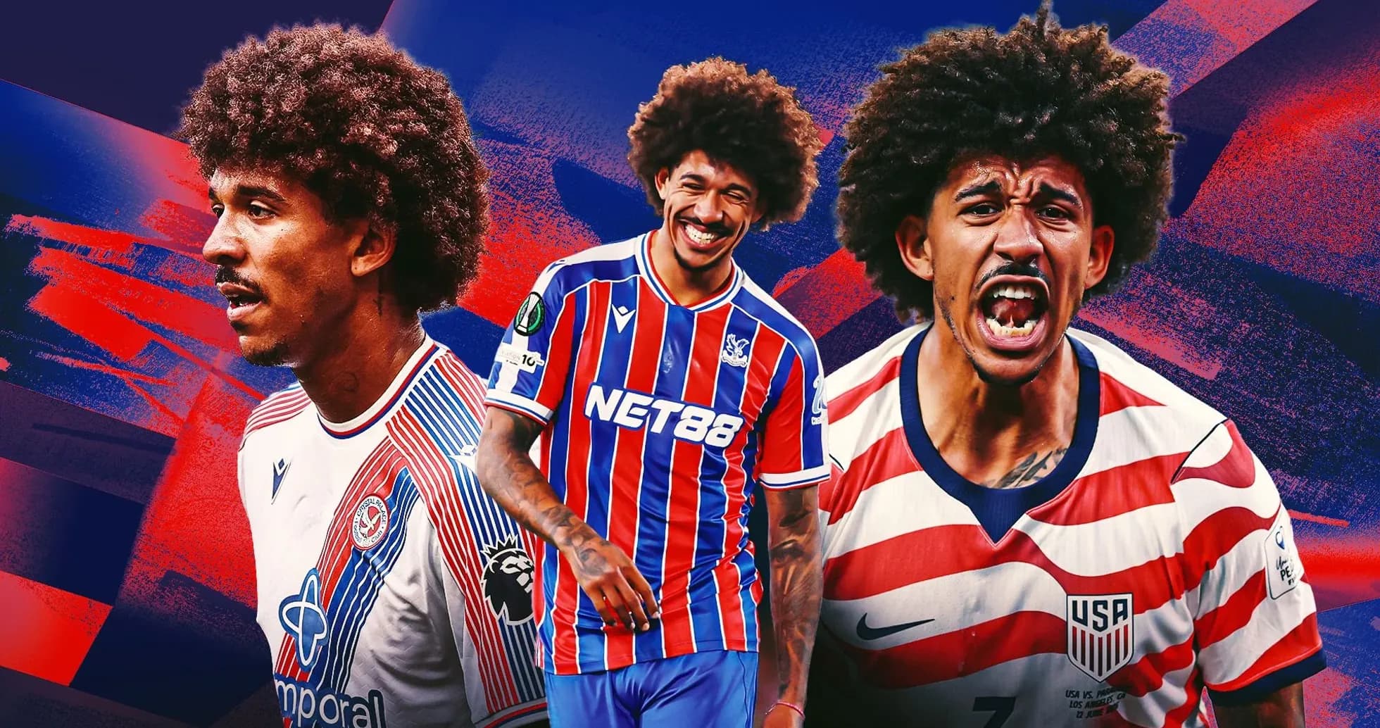 Player in multiple jerseys with colorful background