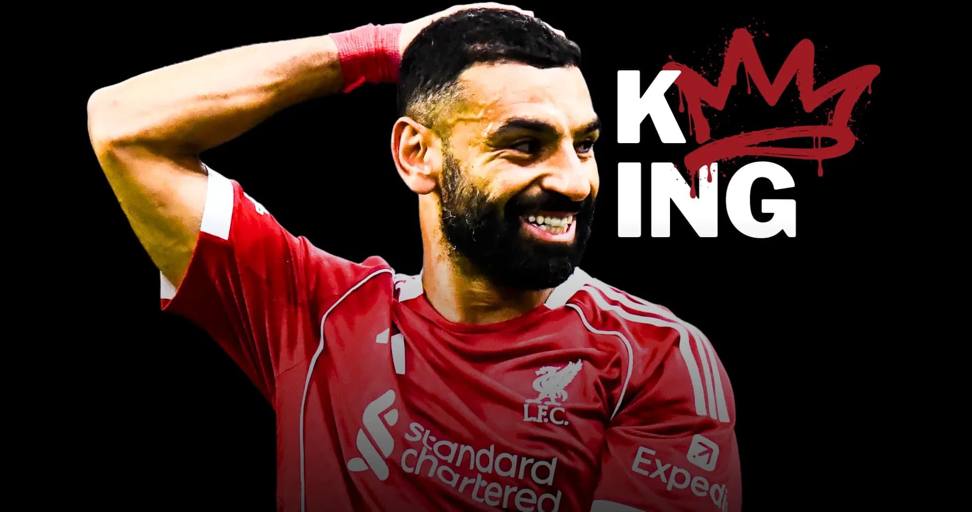 Mohamed Salah celebrating in Liverpool jersey