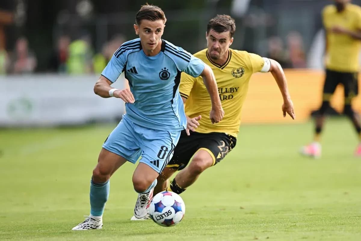 Player dribbling the ball during match