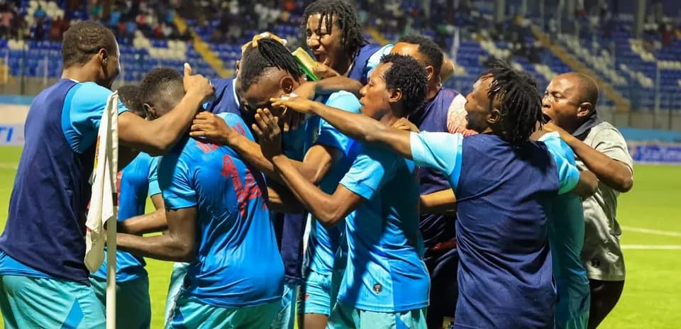 Players celebrating a goal during NPFL match
