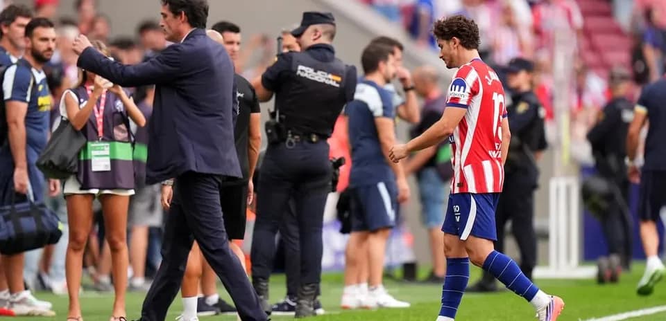 Player walking past coach and spectators on sideline