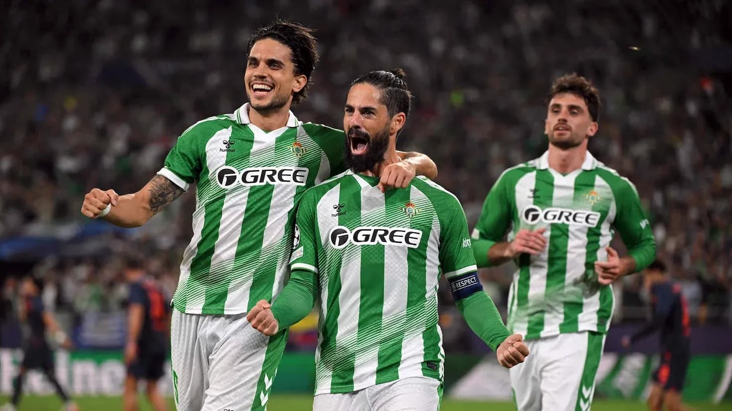 Real Betis players celebrating a goal