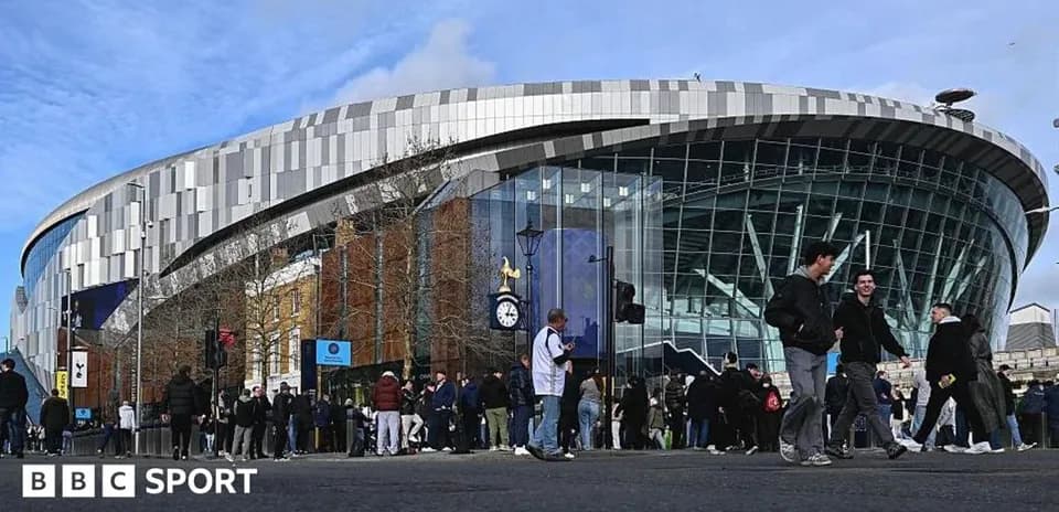 Fans gathering outside Tottenham Hotspur Stadium before match