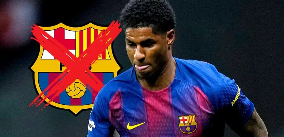 Player in Barcelona jersey with crossed-out logo
