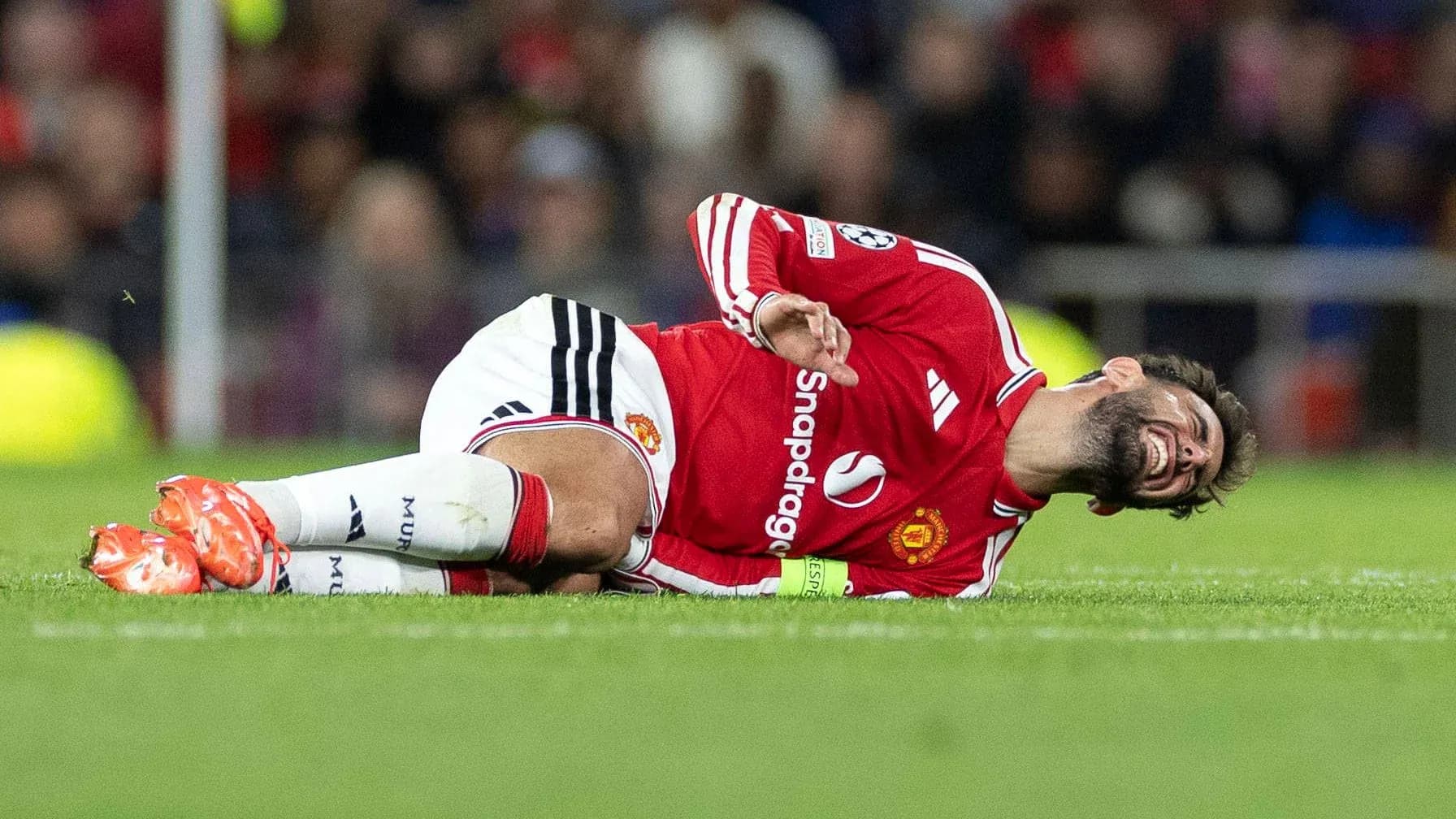 Player lying on the ground after an injury