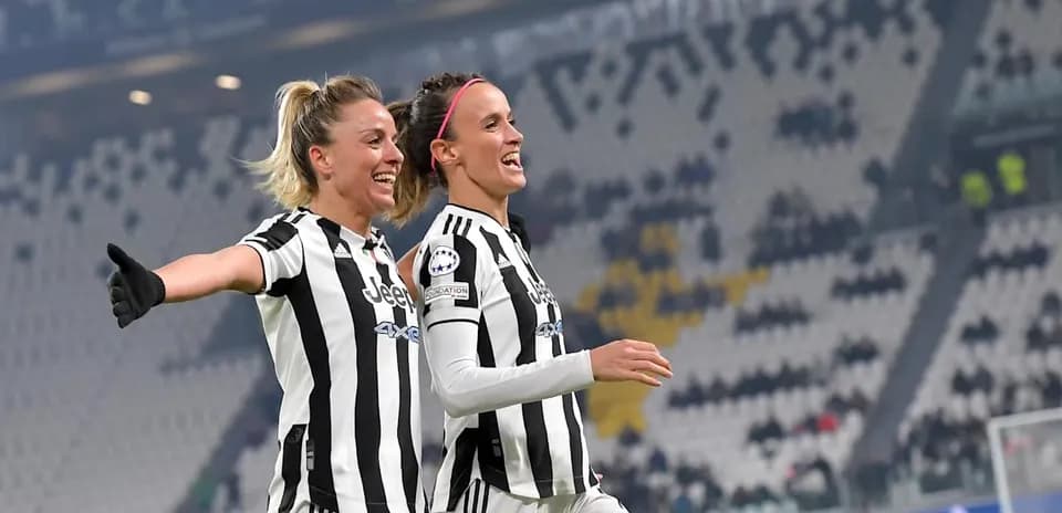 Juventus players celebrating during Champions League match