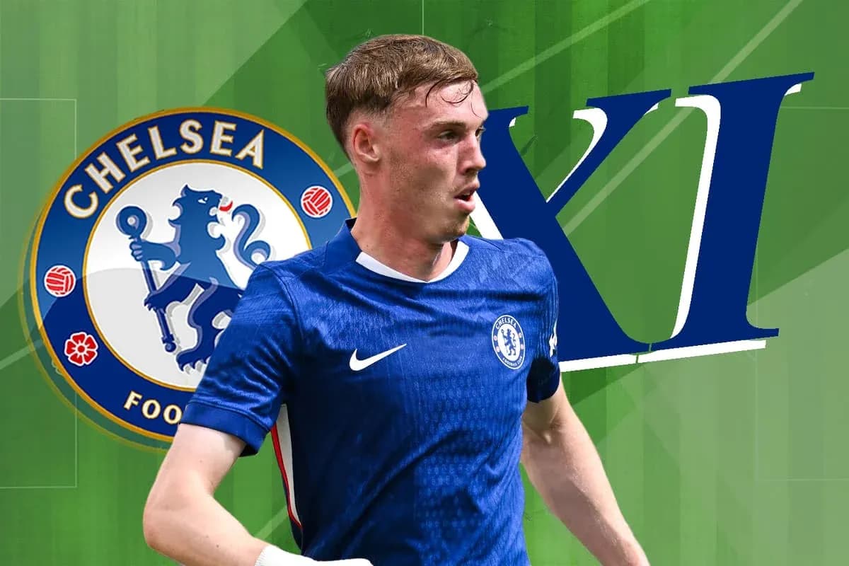 Chelsea player running with club logo in background