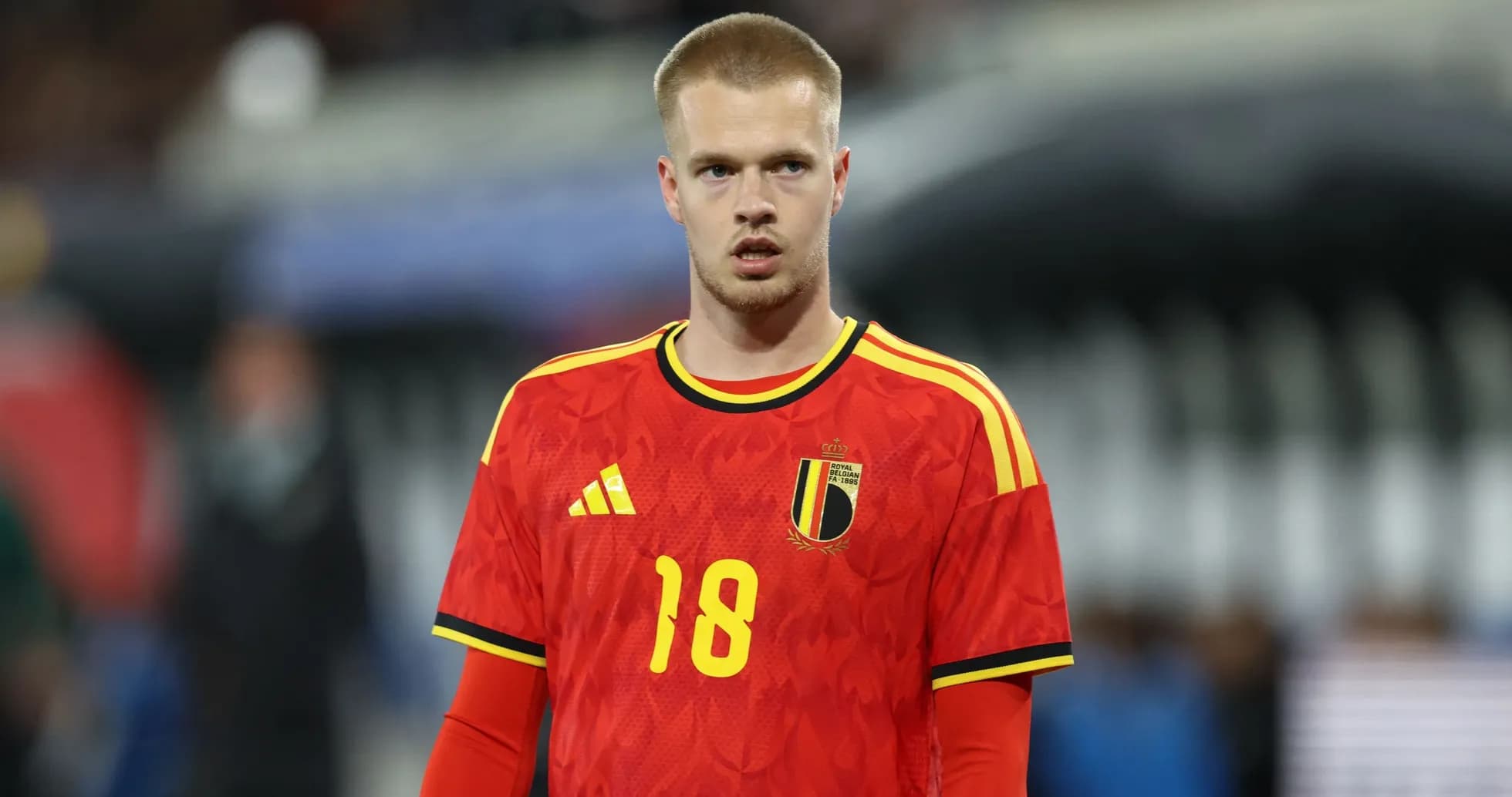 Player in red Belgium jersey during match preparation