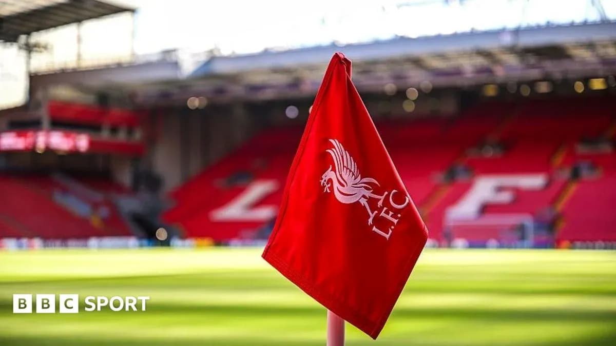 Liverpool FC corner flag at Anfield stadium