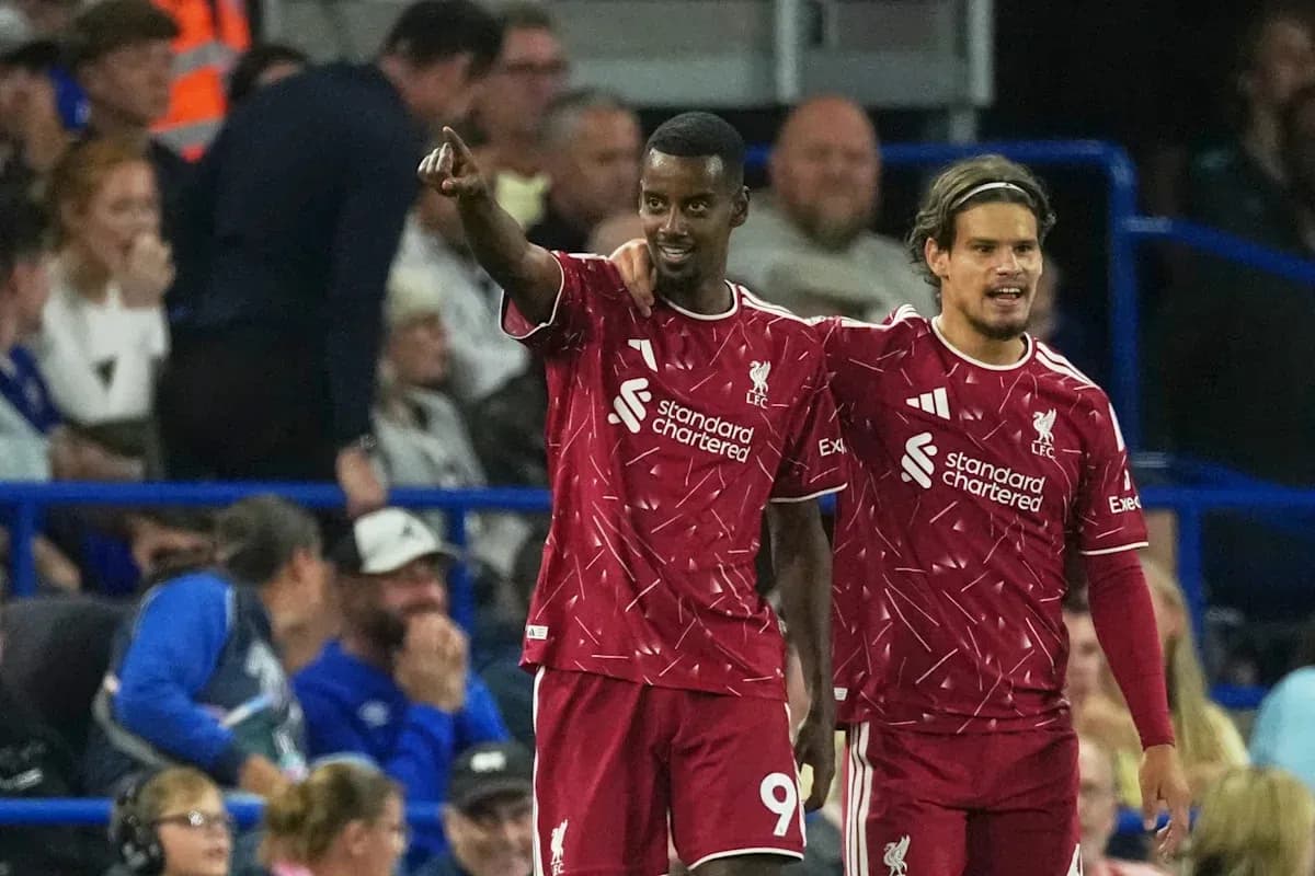 Liverpool players celebrating a goal during match