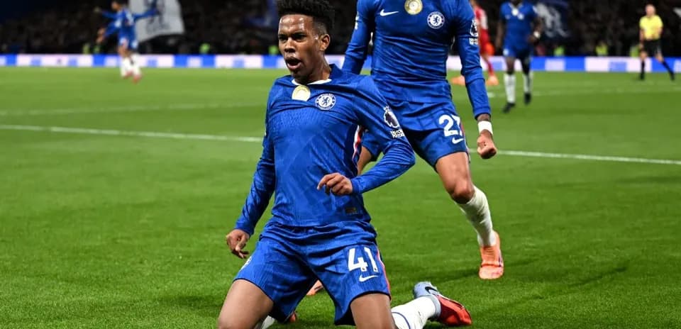 Chelsea player celebrating after scoring a goal