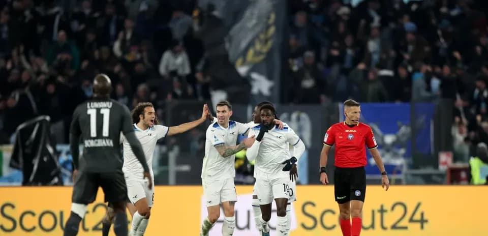 Lazio players celebrating during Serie A match