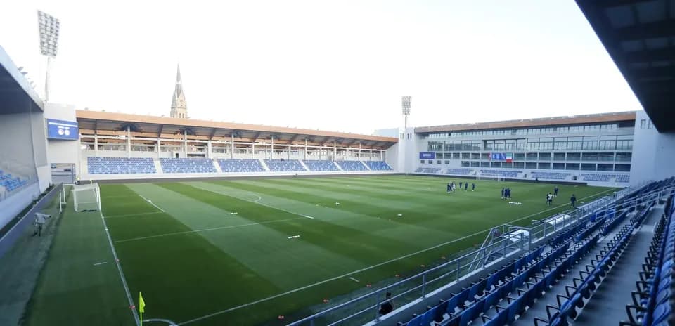 Training session at a modern football stadium