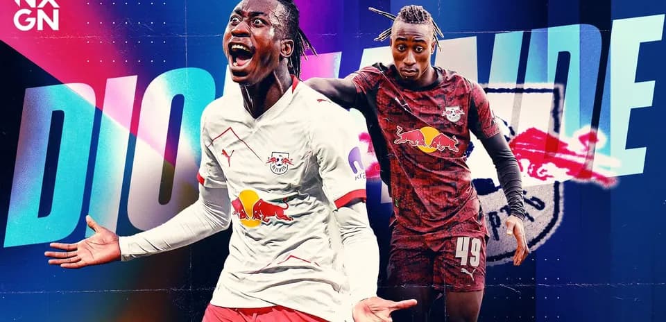 Player celebrating with RB Leipzig jersey background