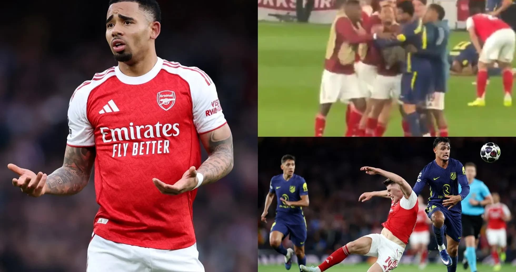 Arsenal player reacting during match with various scenes