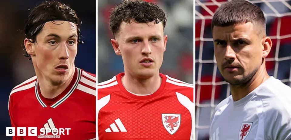 Three Welsh football players in national team kits